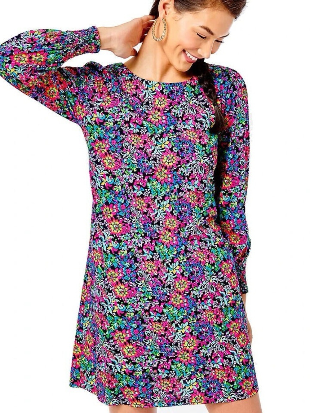 Lilly Pulitzer Diann Long Sleeve Mini Dress feeling fintastic medium